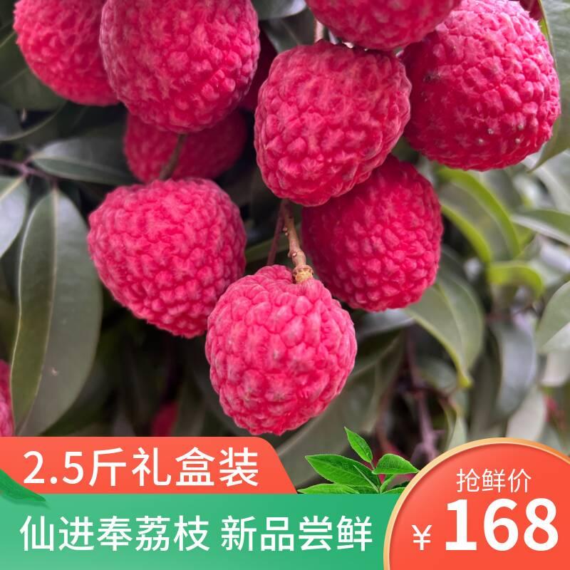 【2025new season】Zengcheng Xianjin offers lychee Thick flesh with small nucleus Naturally ripe and sweet Gift box packaging2.5Catty 2.5Jin gift box（With soft branches）
